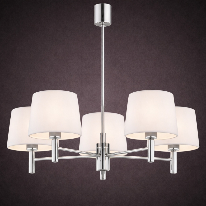 Brilagi - Lustre sur tige MONTE 5xE27/60W/230V crème/chrome brillant