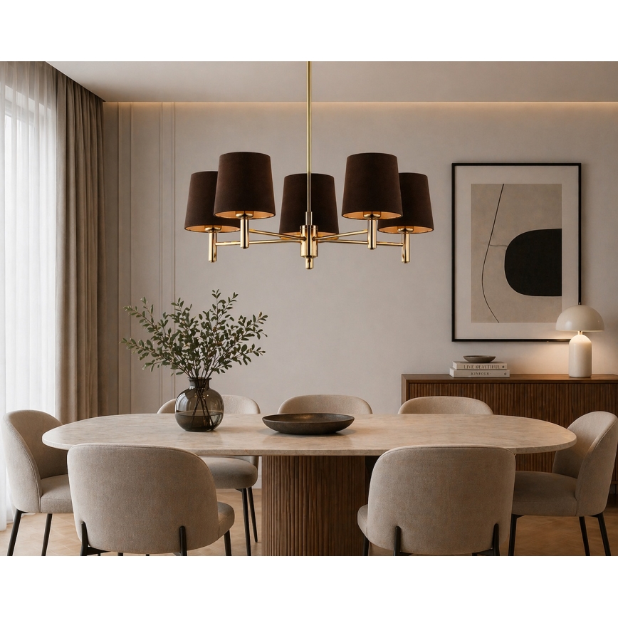 Brilagi - Lustre sur tige MONTE 5xE27/60W/230V marron/doré