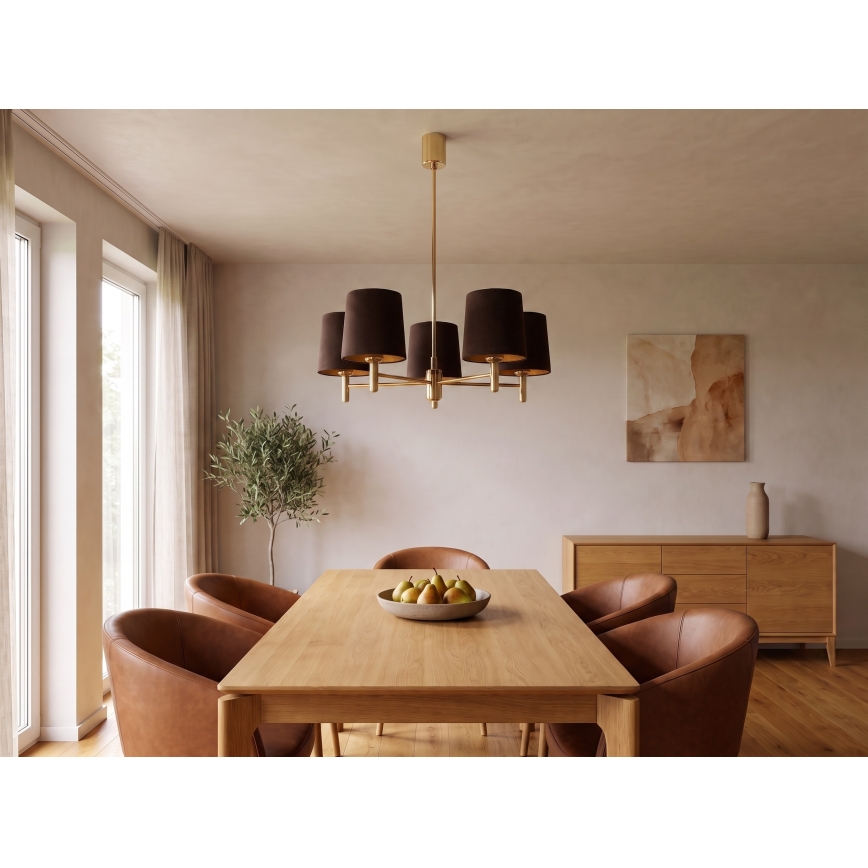 Brilagi - Lustre sur tige MONTE 5xE27/60W/230V marron/doré