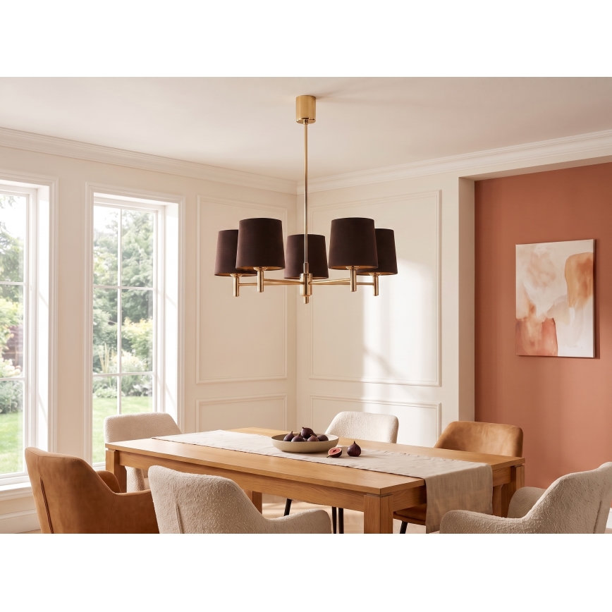 Brilagi - Lustre sur tige MONTE 5xE27/60W/230V marron/doré