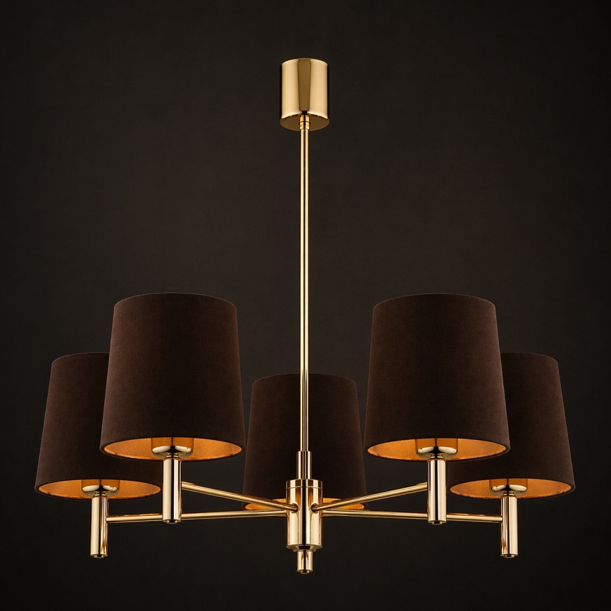 Brilagi - Lustre sur tige MONTE 5xE27/60W/230V marron/doré