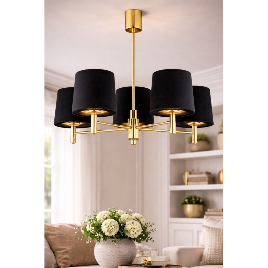 Brilagi - Lustre sur tige MONTE 5xE27/60W/230V noir/doré