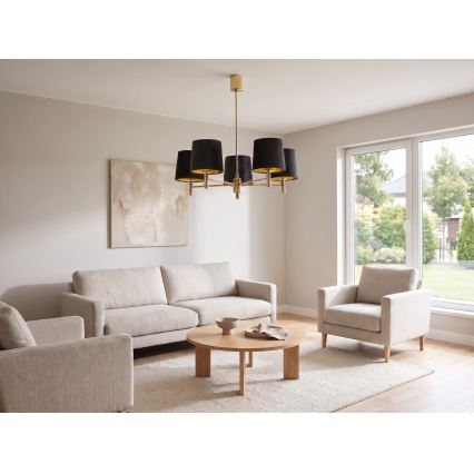 Brilagi - Lustre sur tige MONTE 5xE27/60W/230V noir/doré