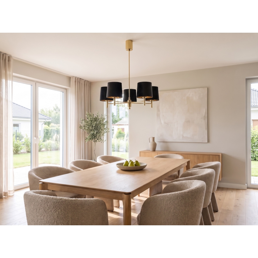 Brilagi - Lustre sur tige MONTE 5xE27/60W/230V noir/doré