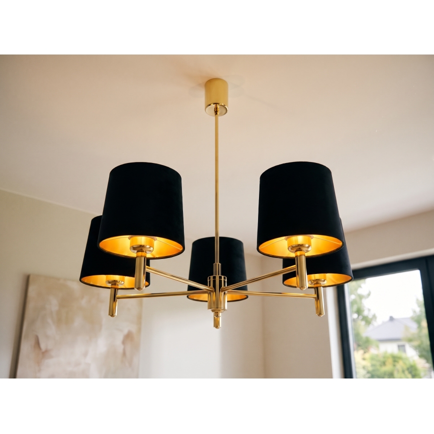 Brilagi - Lustre sur tige MONTE 5xE27/60W/230V noir/doré
