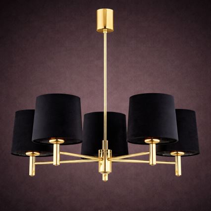 Brilagi - Lustre sur tige MONTE 5xE27/60W/230V noir/doré