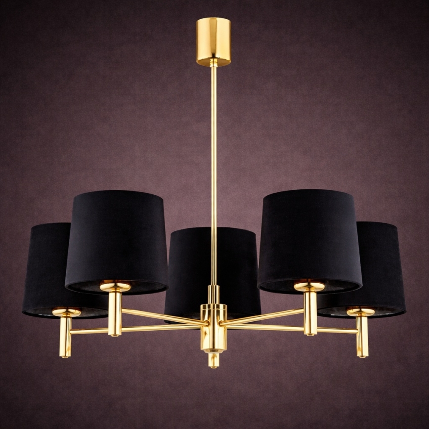 Brilagi - Lustre sur tige MONTE 5xE27/60W/230V noir/doré