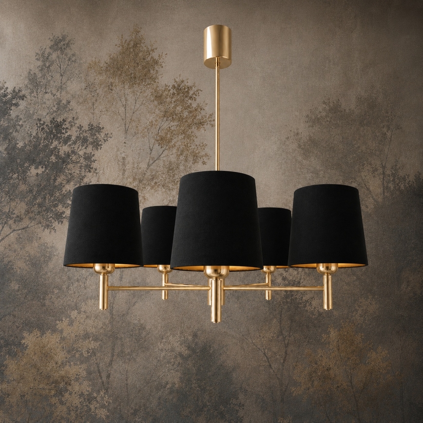 Brilagi - Lustre sur tige MONTE 5xE27/60W/230V noir/doré