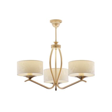 Brilagi - Lustre sur tige SAPHIRE 3xE27/15W/230V Ø 66 cm crème/doré/patine