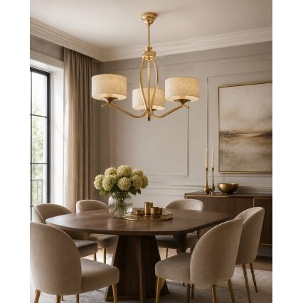 Brilagi - Lustre sur tige SAPHIRE 3xE27/15W/230V Ø 66 cm crème/doré/patine