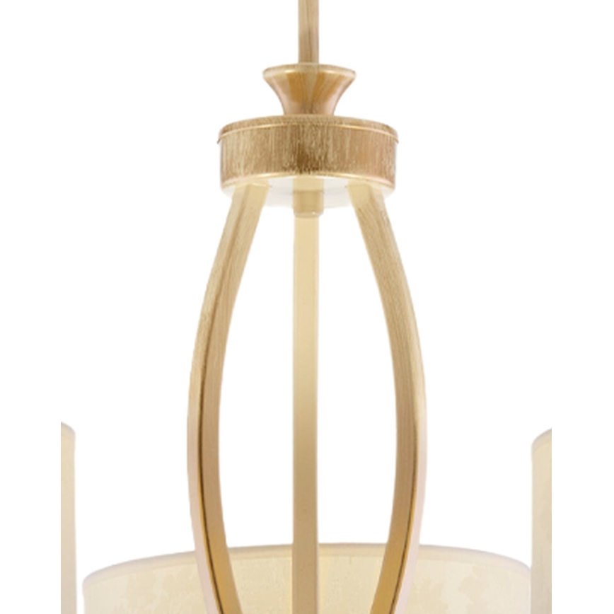 Brilagi - Lustre sur tige SAPHIRE 3xE27/15W/230V Ø 66 cm crème/doré/patine