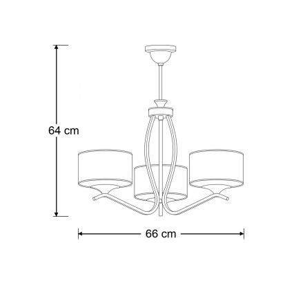 Brilagi - Lustre sur tige SAPHIRE 3xE27/15W/230V Ø 66 cm crème/doré/patine