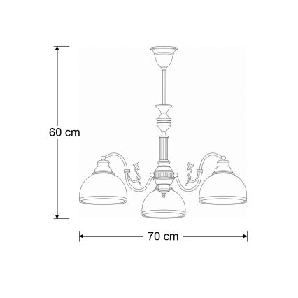 Brilagi - Lustre sur tige TAURUS 3xE27/15W/230V Ø 70 cm bronze