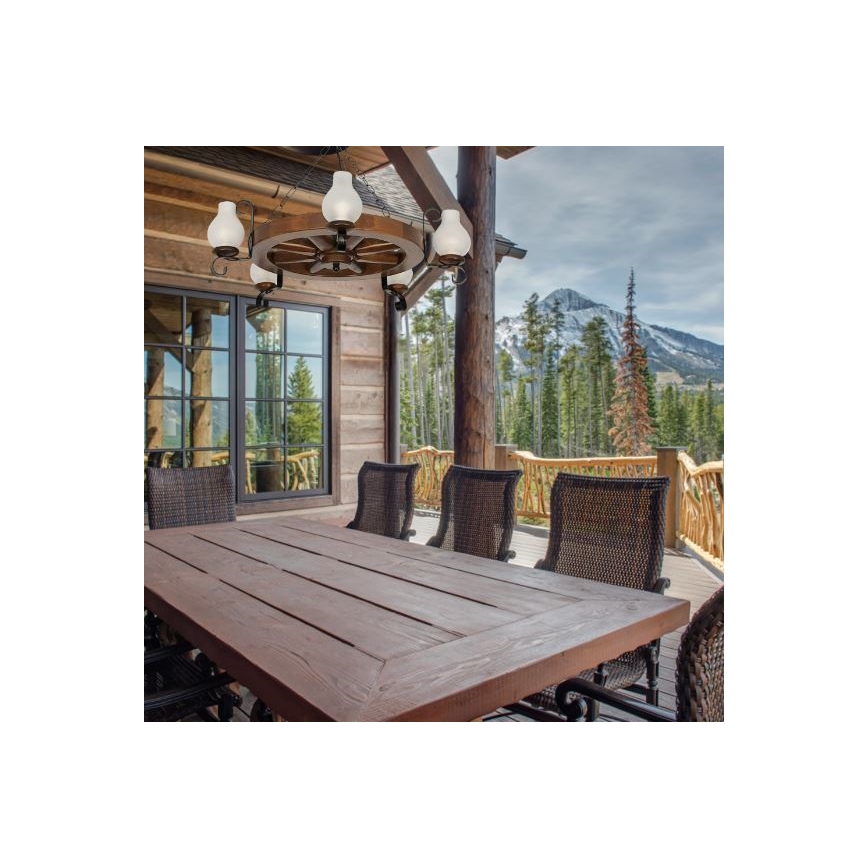 Brilagi - Lustre suspendu à chaîne ROATA 5xE14/40W/230V Ø 70 cm hêtre/noyer