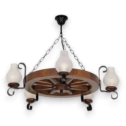 Brilagi - Lustre suspendu à chaîne ROATA 5xE14/40W/230V Ø 70 cm hêtre/noyer