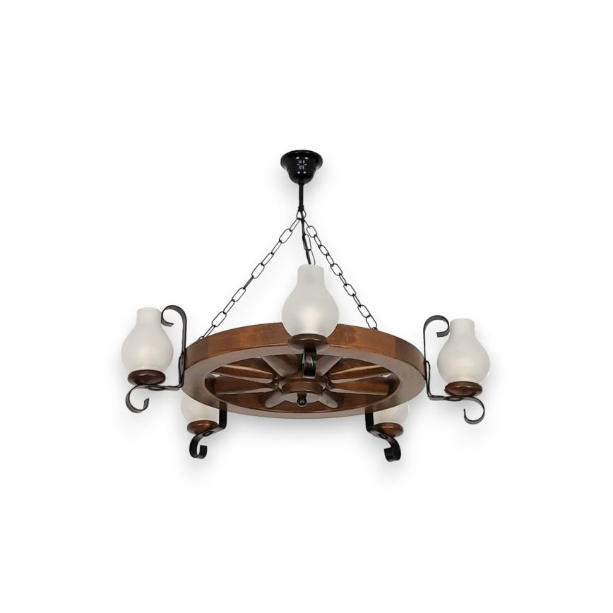 Brilagi - Lustre suspendu à chaîne ROATA 5xE14/40W/230V Ø 70 cm hêtre/noyer