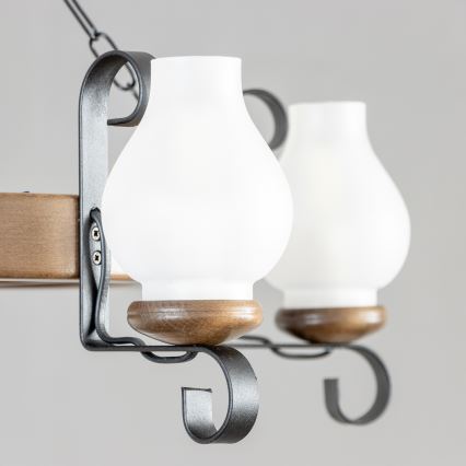 Brilagi - Lustre suspendu à chaîne ROATA 5xE14/40W/230V Ø 70 cm hêtre/noyer