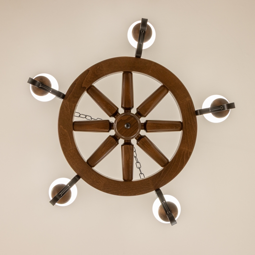 Brilagi - Lustre suspendu à chaîne ROATA 5xE14/40W/230V Ø 70 cm hêtre/noyer