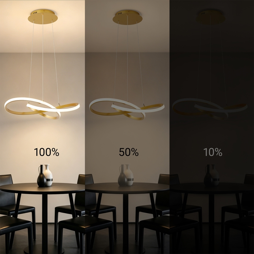 Brilagi - Suspension LED dimmable sur câble INFINITY LED/55W/230V 3000-6000K 50x50 cm dorée + télécommande