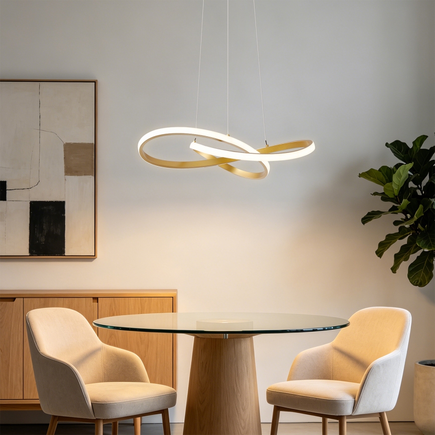 Brilagi - Suspension LED dimmable sur câble INFINITY LED/55W/230V 3000-6000K 50x50 cm dorée + télécommande