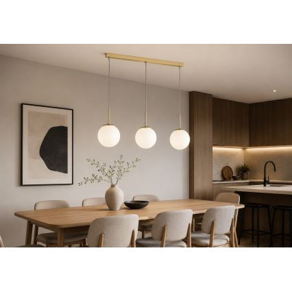 Brilagi - Lustre suspendu sur câble MILO 3xE27/60W/230V doré