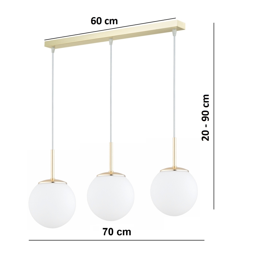 Brilagi - Lustre suspendu sur câble MILO 3xE27/60W/230V doré