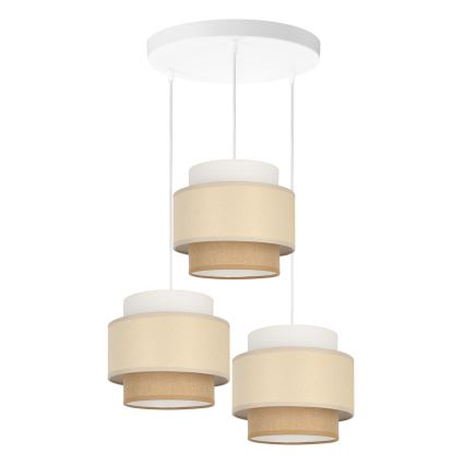Brilagi - Lustre suspendu sur câble RESNA 3xE27/60W/230V Ø 45 cm crème/beige