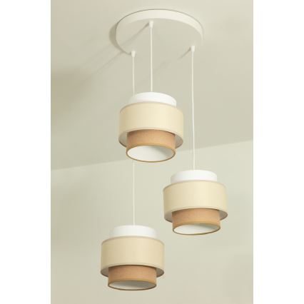 Brilagi - Lustre suspendu sur câble RESNA 3xE27/60W/230V Ø 45 cm crème/beige