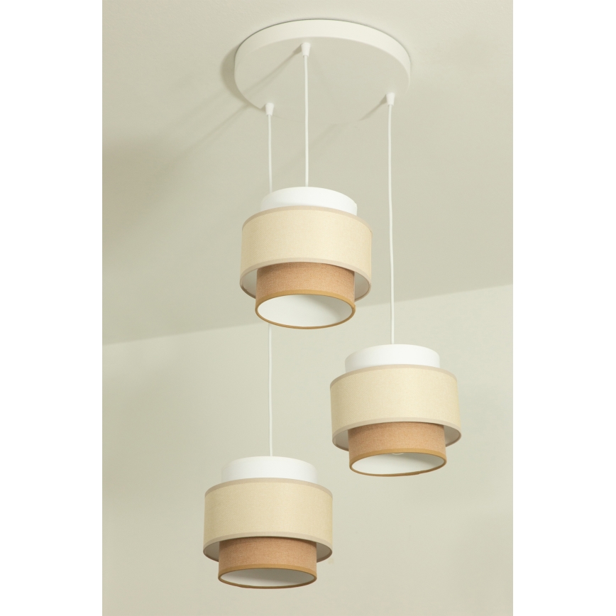 Brilagi - Lustre suspendu sur câble RESNA 3xE27/60W/230V Ø 45 cm crème/beige
