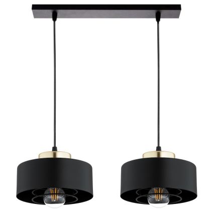 Brilagi - Lustre suspendu sur câble SPRING 2xE27/60W/230V noir/doré