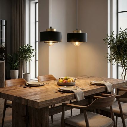 Brilagi - Lustre suspendu sur câble SPRING 2xE27/60W/230V noir/doré