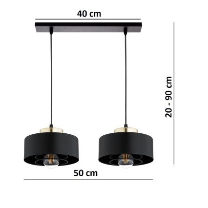 Brilagi - Lustre suspendu sur câble SPRING 2xE27/60W/230V noir/doré