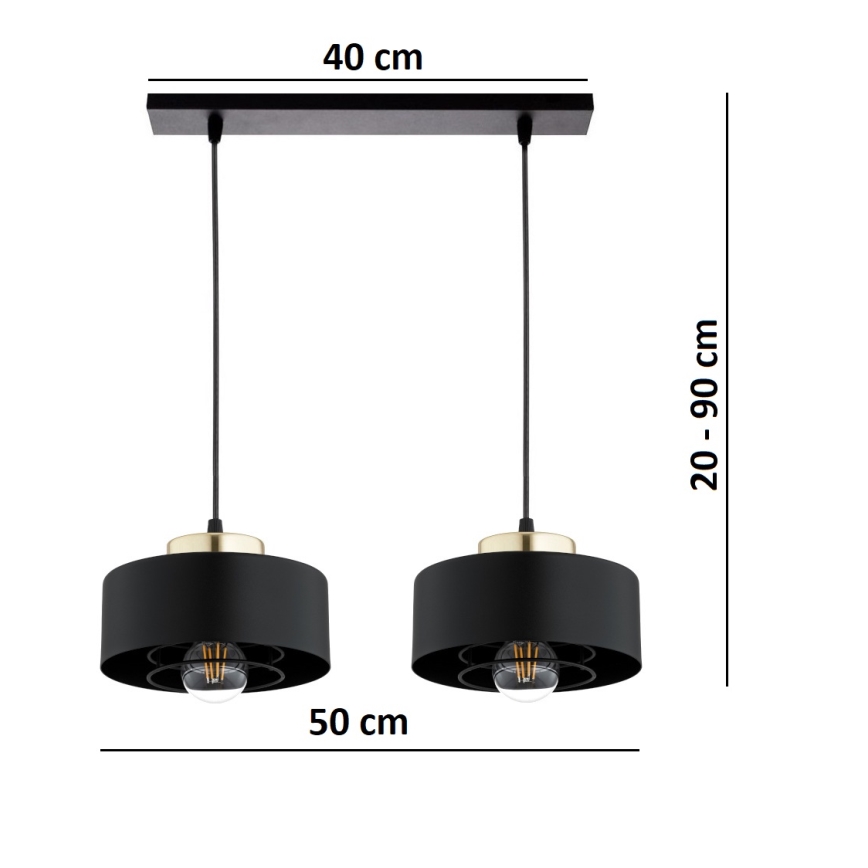 Brilagi - Lustre suspendu sur câble SPRING 2xE27/60W/230V noir/doré