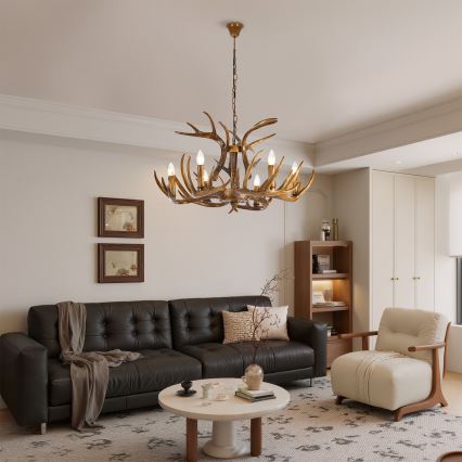 BRILAGI - Lustre suspendu sur chaîne DEER 6xE14/10W/230V Ø 80 cm en forme de bois de cerf