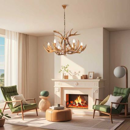 BRILAGI - Lustre suspendu sur chaîne DEER 6xE14/10W/230V Ø 80 cm en forme de bois de cerf