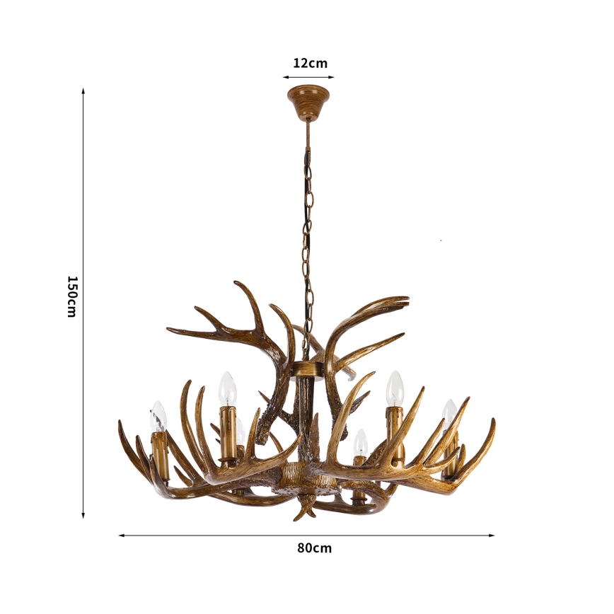 BRILAGI - Lustre suspendu sur chaîne DEER 6xE14/10W/230V Ø 80 cm en forme de bois de cerf