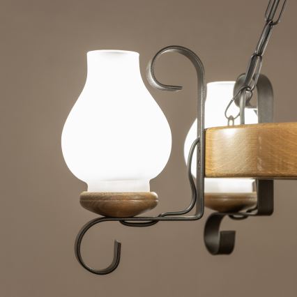 Brilagi - Lustre suspendu sur chaîne ROATA 5xE14/40W/230V Ø 50 cm hêtre/noyer