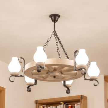 Brilagi - Lustre suspendu sur chaîne ROATA 6xE14/40W/230V chêne