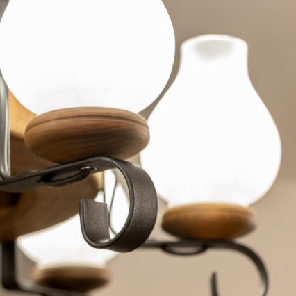 Brilagi - Lustre suspendu sur chaîne ROATA 8xE14/40W/230V Ø 70 cm en hêtre