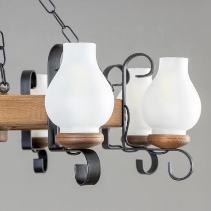 Brilagi - Lustre suspendu sur chaîne ROATA 8xE14/40W/230V Ø 70 cm en hêtre