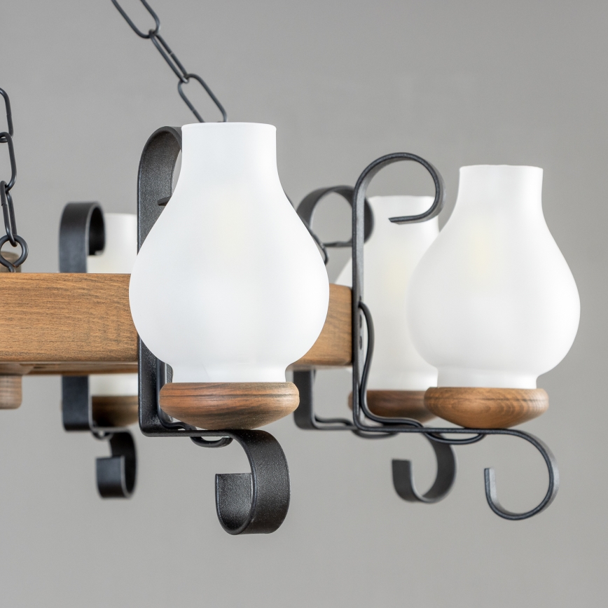 Brilagi - Lustre suspendu sur chaîne ROATA 8xE14/40W/230V Ø 70 cm en hêtre