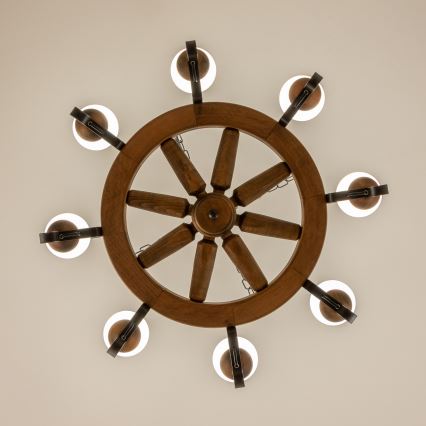 Brilagi - Lustre suspendu sur chaîne ROATA 8xE14/40W/230V Ø 70 cm en hêtre