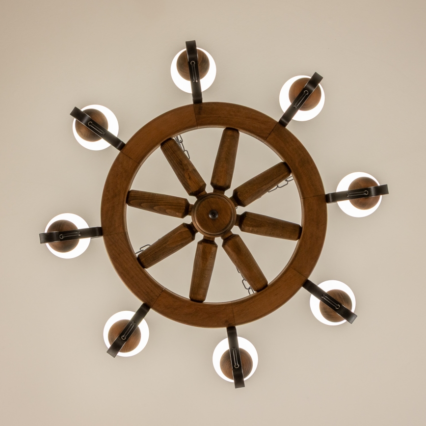 Brilagi - Lustre suspendu sur chaîne ROATA 8xE14/40W/230V Ø 70 cm en hêtre