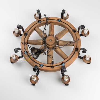 Brilagi - Lustre suspendu sur chaîne ROATA 8xE14/40W/230V Ø 70 cm en hêtre