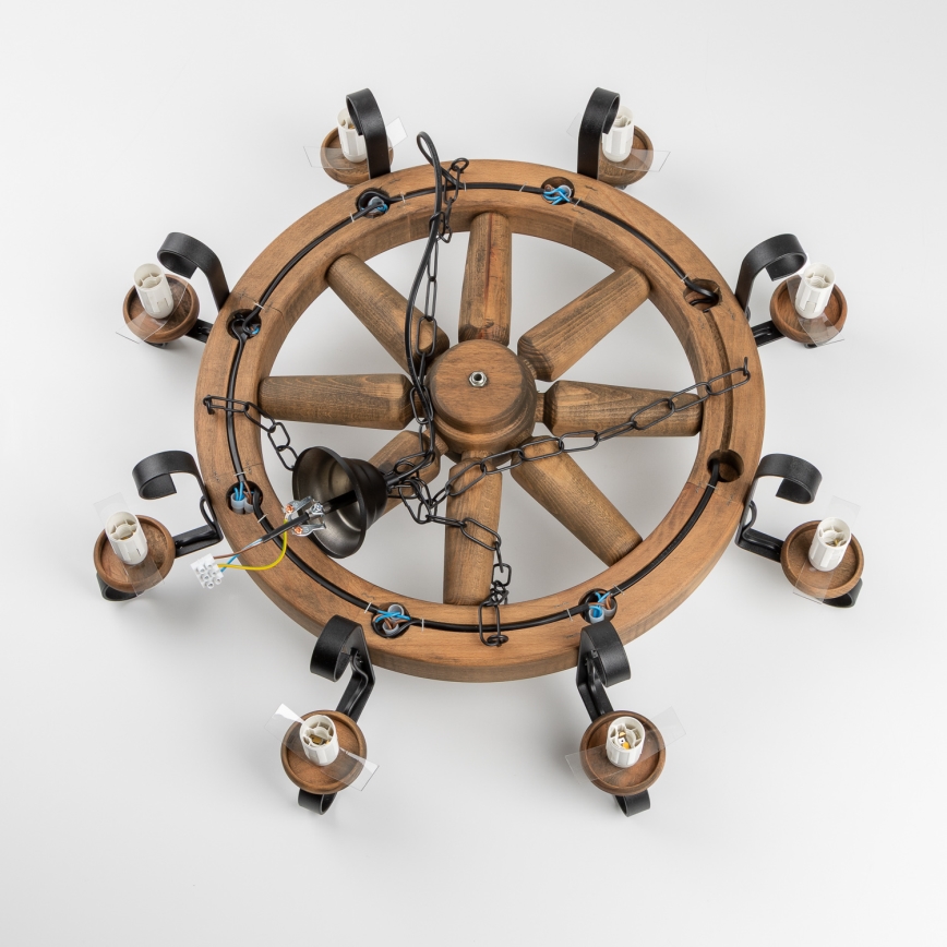 Brilagi - Lustre suspendu sur chaîne ROATA 8xE14/40W/230V Ø 70 cm en hêtre