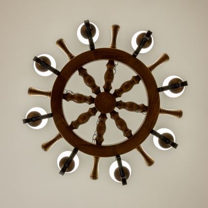 Brilagi - Lustre suspendu sur chaîne TIMONA 8xE14/40W/230V Ø 70 cm hêtre/noyer