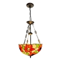 Brilagi - Lustre Tiffany en vitrail SUNFLOWER suspendu par une chaîne 3xE27/60W/230V Ø 50 cm