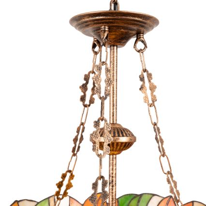 Brilagi - Lustre Tiffany en vitrail SUNFLOWER suspendu par une chaîne 3xE27/60W/230V Ø 50 cm
