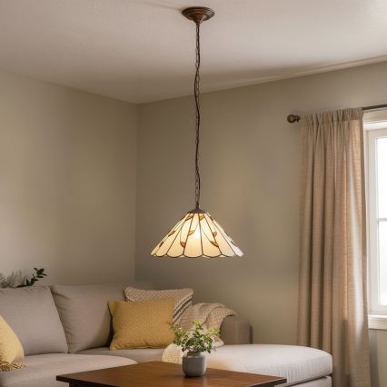 Brilagi - Lustre Tiffany en vitrail sur chaîne FOLIA 1xE27/60W/230V Ø 40 cm