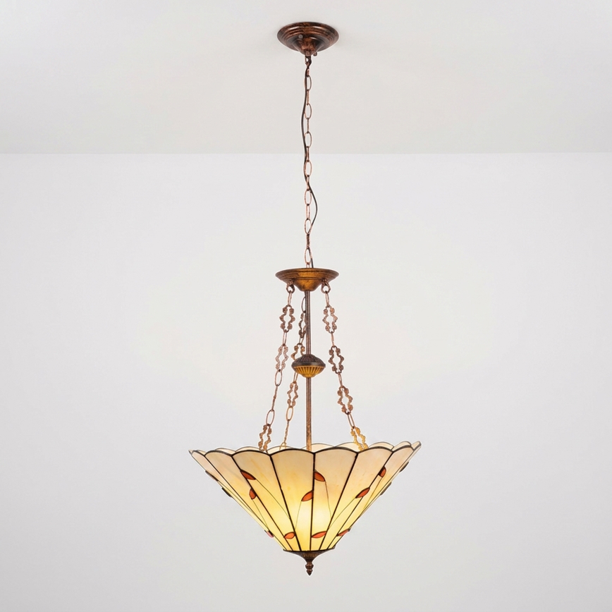 Brilagi - Lustre Tiffany en vitrail sur chaîne FOLIA 3xE27/60W/230V Ø 50 cm